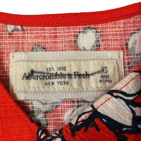 Abercrombie & Fitch Dress Womens XS Red Floral Crisscross Halter Skater Keyhole - Picture 6 of 13